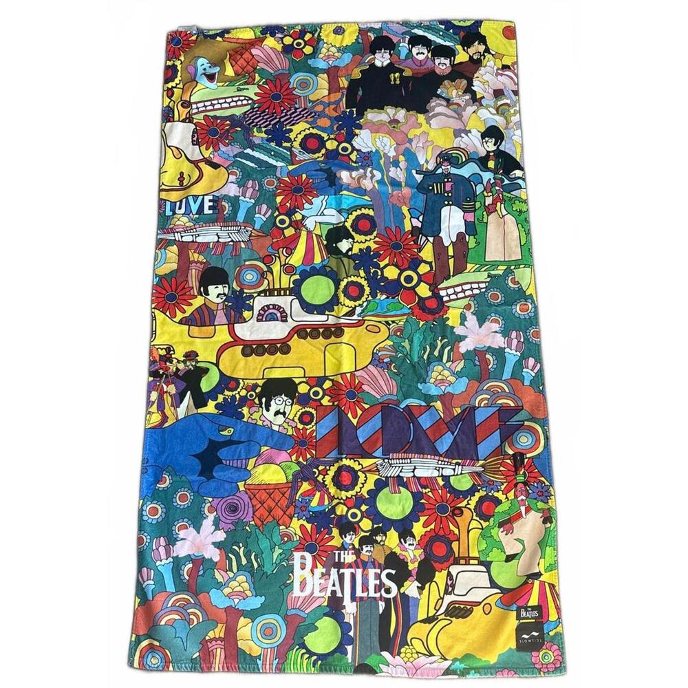 Y2K Vintage The Beatles Psychedelic Beach Towel by Slowtide Rare Find